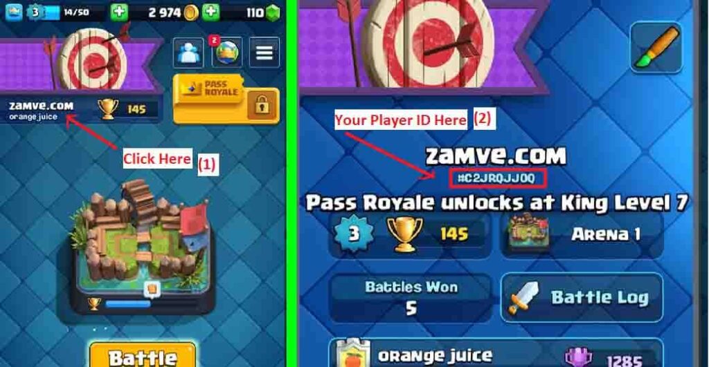 How to find Clash Royale Player tag ID by Zamve online shop