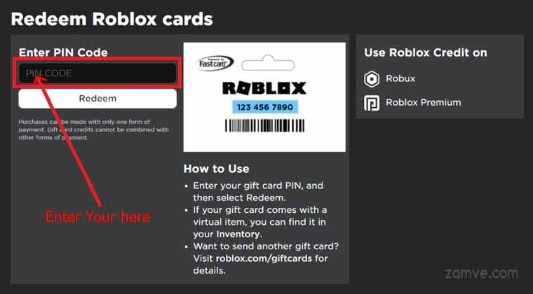 HOW TO ACTIVATION ROBLOX PIN CODE BUY from zamve.com 