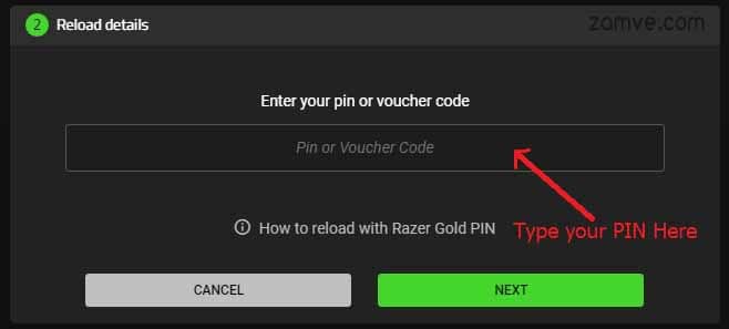 how to activate Razer Gold PIN code on zamve.com