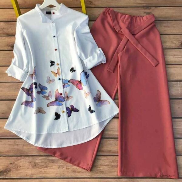 Bohemian Spring Shirts Women's Printed Blouse Casual Long Sleeve Blusas for Female Floral Tops White and Salmon from Zamve.com