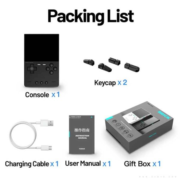 Trimui Brick Retro Handheld Gaming Console Packing List from Zamve Online Game Shop BD